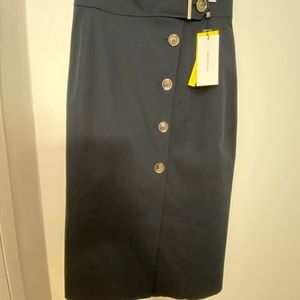 Karen Millen black button skirt with split in the front size 6